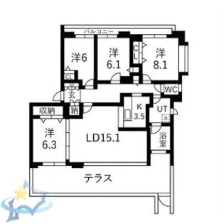 ジェルム西町【1階】の間取り