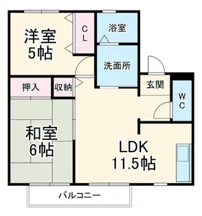 ヤマサキB【1階】の間取り