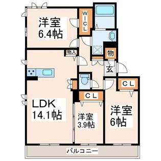 アミコート桜【3階】の間取り