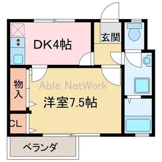 1DKの間取り画像