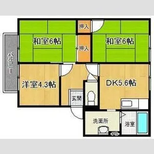 グレースヒルズシマダC・D【1階】の間取り