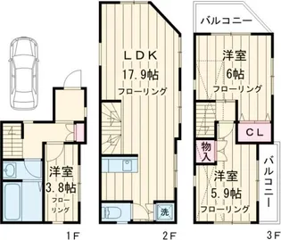 東京都武蔵野市境南町3【一戸建】の間取り