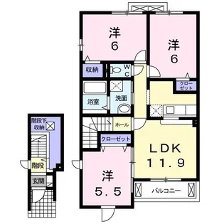 プリマヴェーラA【2階】の間取り