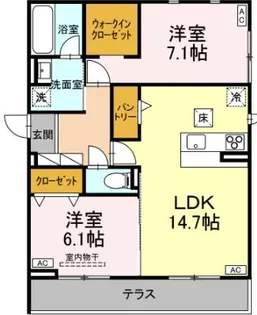 セレスティア長良 ウエスト【1階】の間取り