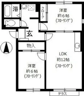 プロパティ大溝B棟【1階】の間取り