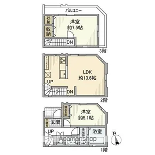 東京都新宿区高田馬場3【一戸建】の間取り