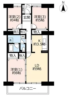 URグリーンアベニュー谷塚【4階】の間取り