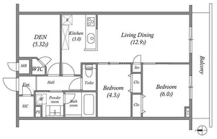 プライムガーデン若木【4階】の間取り