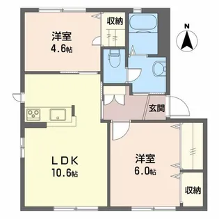 バリュージュ えみれい【1階】の間取り