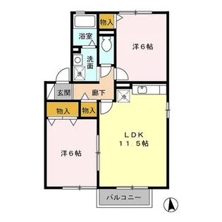 COMODO楠 B【2階】の間取り