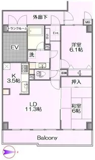メイツ柏・松ヶ崎【5階】の間取り