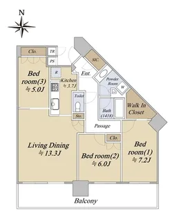 シティタワー品川 東棟【18階】の間取り