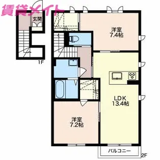 グランレトワールB棟【2階】の間取り