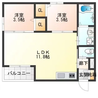 フォルモント住之江【3階】の間取り