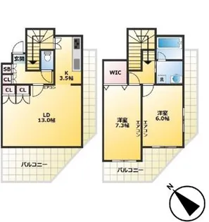 プランタンカミヤ【4階】の間取り