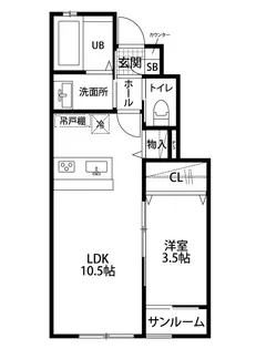 OWL豊町2号棟【1階】の間取り