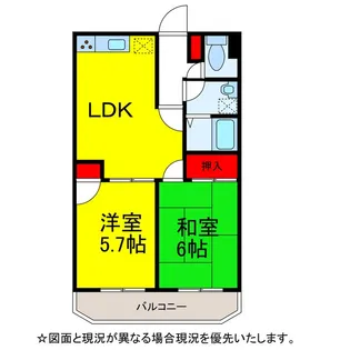 スカイハイツみさと【2階】の間取り