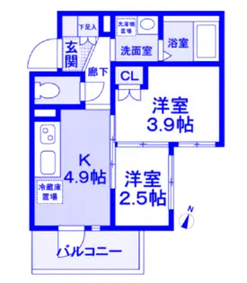 ウィステリア三ツ沢【5階】の間取り