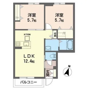 ミルフルールE【1階】の間取り