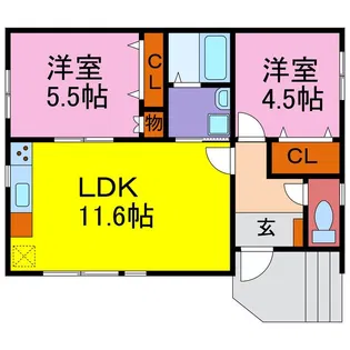 ヘーベルメゾン福崎【1階】の間取り
