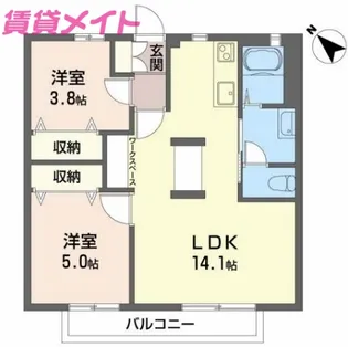 セフィラテラモト B棟【2階】の間取り