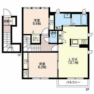 メゾン・ド・リラフォート B【2階】の間取り