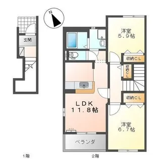 アイリス・アズ【2階】の間取り