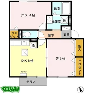 グレースヒルB棟【1階】の間取り
