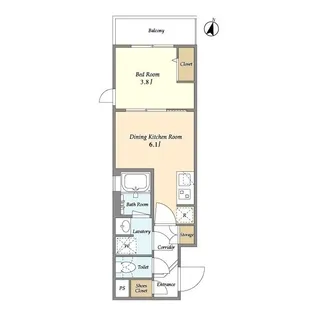 1DKの間取り画像