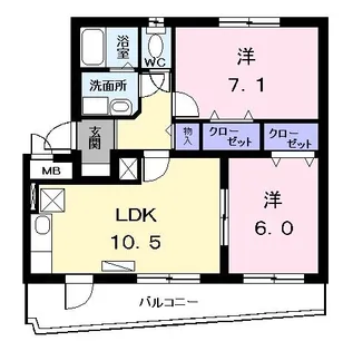 愛知県あま市本郷四反田【マンション】の間取り