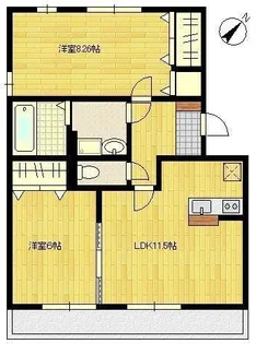 ニューリバーサイド夢咲 A【3階】の間取り
