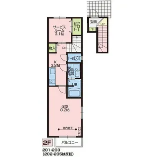 ソワサントゥ ディス長田町A【2階】の間取り