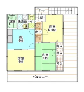 ディアズ山手B棟【2階】の間取り