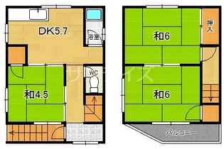 大阪府東大阪市岩田町5【一戸建】の間取り