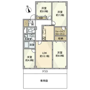 パシフィック我孫子グリーンタウン16号棟【1階】の間取り