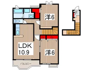 狭山市柏原 築浅 2LDK アパート【2階】の間取り