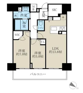ロイヤルパークスER万代【8階】の間取り