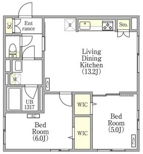 ツヴァイテ小竹向原【2階】の間取り
