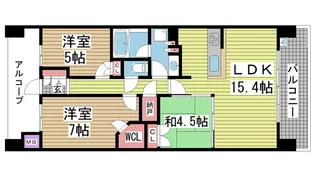 クレヴィアタワー神戸ハーバーランド【22階】の間取り