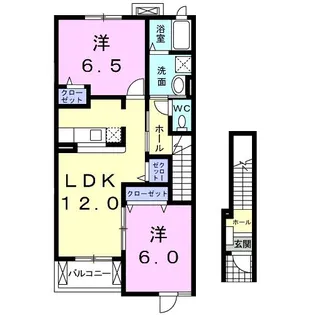 アンソレイエ・メゾンB【2階】の間取り