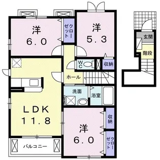 ベルガーデン 渚【2階】の間取り