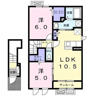セルサス・鶴賀 A【2階】の間取り