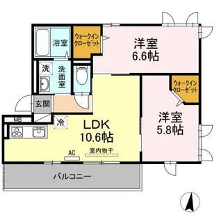 ディアレストコート巨勢【2階】の間取り