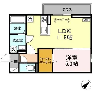 ディーシャンブル八田II【1階】の間取り