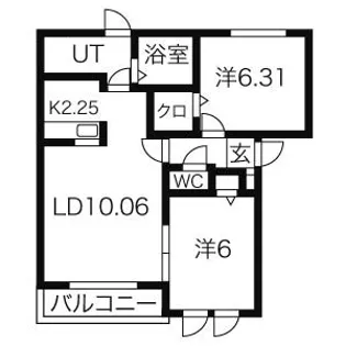 レジデンス琴似 A棟【2階】の間取り