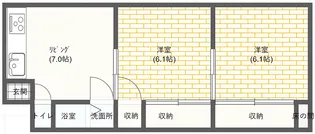 唐津市新興町/賃貸/アパート/2DK/ルビナスU2/【2階】の間取り