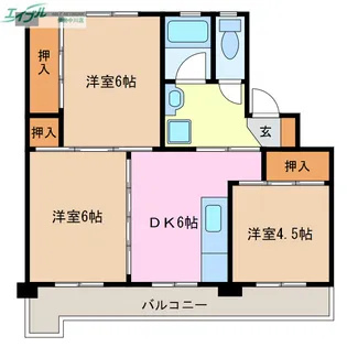 ビレッジハウス北口2号棟【2階】の間取り