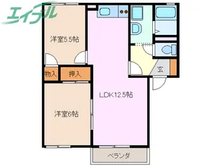 エステート赤堀 B【1階】の間取り