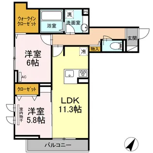 広島県福山市北本庄3【アパート】の間取り