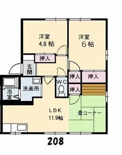 コスモタウン森岡 D棟【2階】の間取り